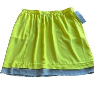 NWT Mossimo bright yellow a line skirt pockets elastic waist in back size large